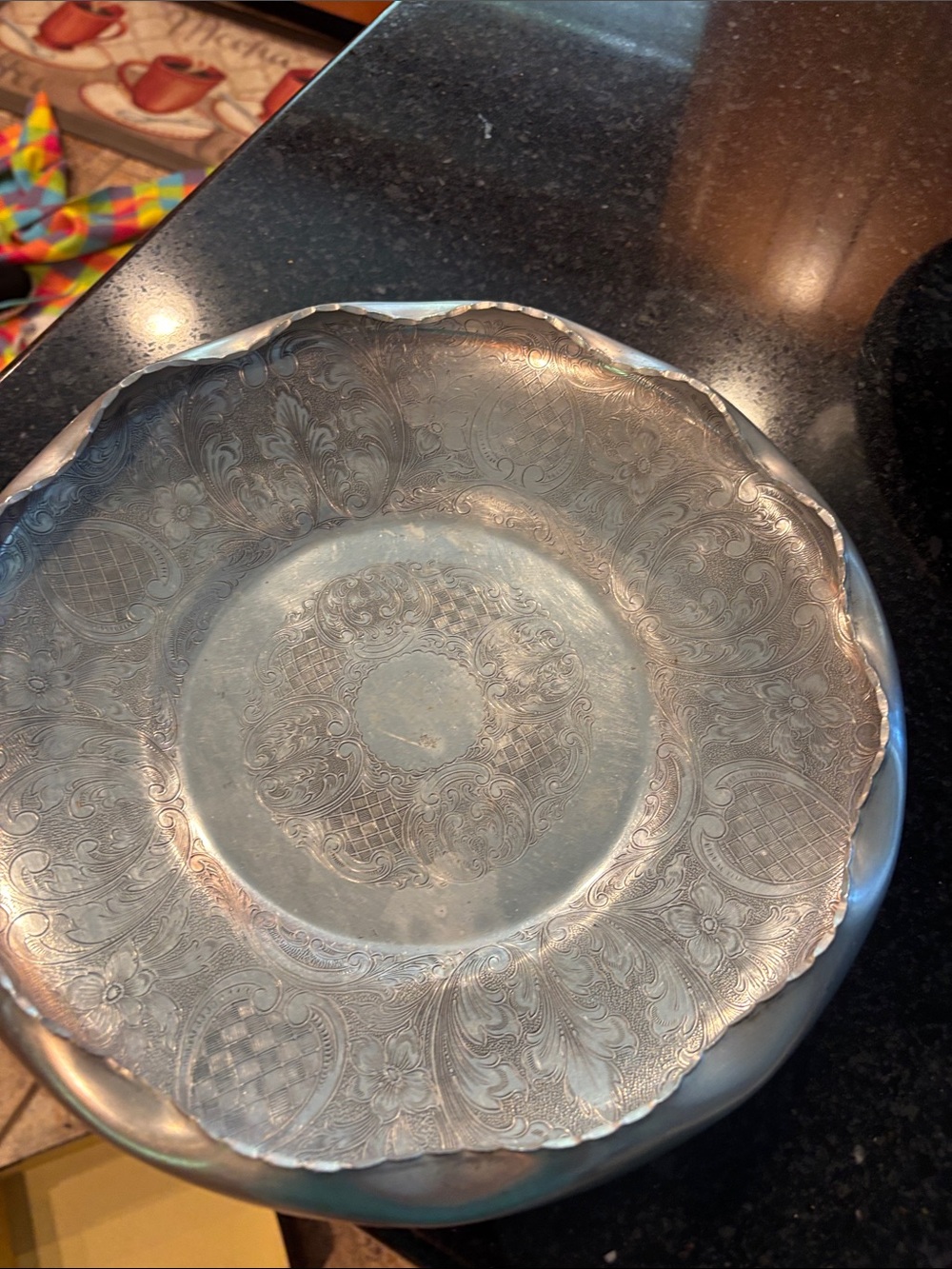 Vintage Embossed Aluminum Bowl